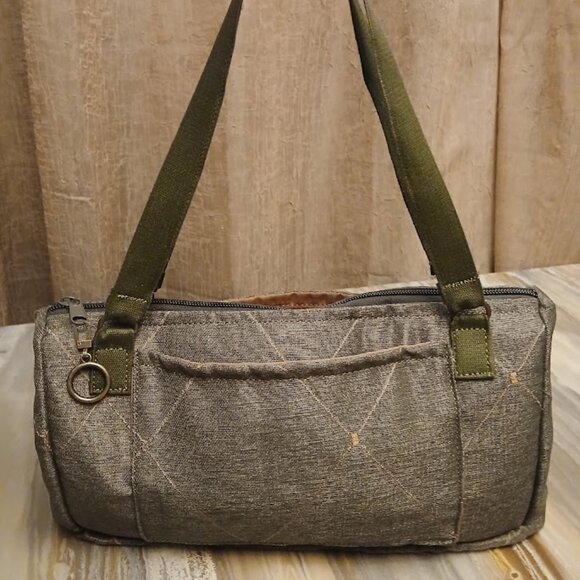New Retro Diamond print Shoulder Bag Purse Olive Green Bronze Tote Handbag - Picture 1 of 8